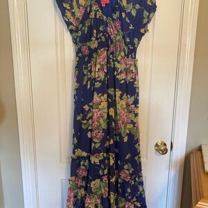 Betsey Johnson blue floral maxi dress XL